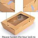 Cididu 50 Pack Take Out Food Containers with Window, 40 oz Paper Catering To Go Pastry Boxes Kraft Brown, Disposable Cater Tek, Cardboard Lunch Meal Box Leak and Grease Resistant