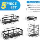 EUDELE 5-Pack Rustproof Stainless Steel Shower Caddy Set No Drill Adhesive Bathroom Organizer, Space-Saving Shower Shelves for Apartment Essentials, Bathroom/Kitchen Storage Home Decor-L Size