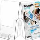 MaxGear Brochure Holder 6x9 inch with Business Card Organizer, Acrylic Literature Display Stand Clear Plastic Flyer Holder Wall Mount or Countertop Use for Pamphlets, Booklets, 2 Pack