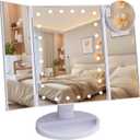 Ms. Pen- Tri-Fold Makeup Mirror Vanity with Lights, 9" x 13.6", 1X/2X/3X/10X Magnification, 24 LED Touch Screen, Dual Power Supply, 180 Rotation, Portable Lighted Cosmetic Mirror for Makeup & Travel