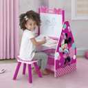 Delta Children Deluxe Kids Art Table | Easel, Desk, Stool, Toy Organizer, Disney Minnie Mouse
