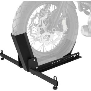 Motorcycle Front Tire Chock, Adjustable Motorcycle Wheel Chock, 1500 lbs Heavy Duty Wheel Stand for 15"-30" Wheels, Motorbike Front Chock High-Grade Steel Trailer Stand(Black)