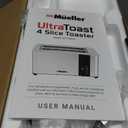 Mueller UltraToast Stainless Steel Toaster 4 Slice Extra-Wide 1.6" Slots for Artisan Bread, Bagels & Frozen Waffles, 6 Browning Levels, LED Display, Cancel/Defrost/Reheat, Removable Crumb Tray