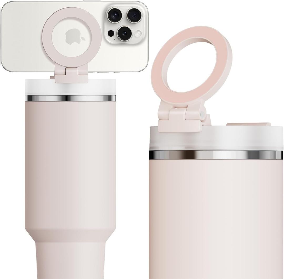 For Stanley Cup Phone Holder with Magnetic Phone Holder for Quencher H2.0 FlowState Tumbler Foldable Stand Water Bottle for Stanley Cup Accessories Hands Free for All Phones Cases