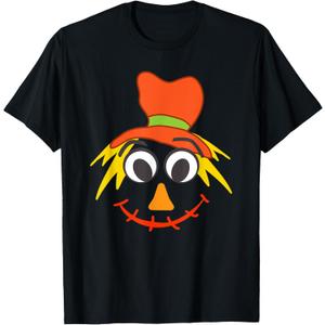 Scarecrow Face - Boys Halloween T-Shirt, S
