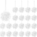 Shellwei 24 Pcs 3 Inch Mini Loofah Travel Size Bulk Shower Sponge Pouf Mesh for Women Kids Men Exfoliating Body Scrubber Baby Shower Favor(White)