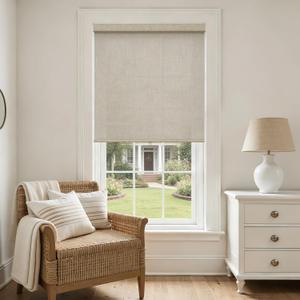 Light Filtering Roller Shades Cordless Blinds for Windows, Free-Stop Blind with Valance Beige Linen Flax Protection Privacy Window Treatment Shades for Bedroom Living Room Decoration  Linen, 35"W x 72"H