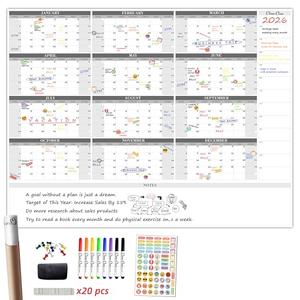 CLEVER CLEAN Large Dry Erase Wall Calendar - 48"x58" 12-month 2026 Undated Reusable Yearly Calendar for Home, Office, School Projects - Jumbo Laminated Task Organizer
