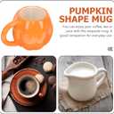 Cabilock 2PCS Halloween Pumpkin Mugs, 500ml Ceramic Pumpkin Fall Coffee Cup, Thanksgiving Halloween Christmas Gift for Women Men