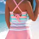 ROSEWE Two Piece Tankini Swimsuits for Women, Tummy Control Bathing Suit with Skirt, V-Neck Swimdress (Pink, XXL)