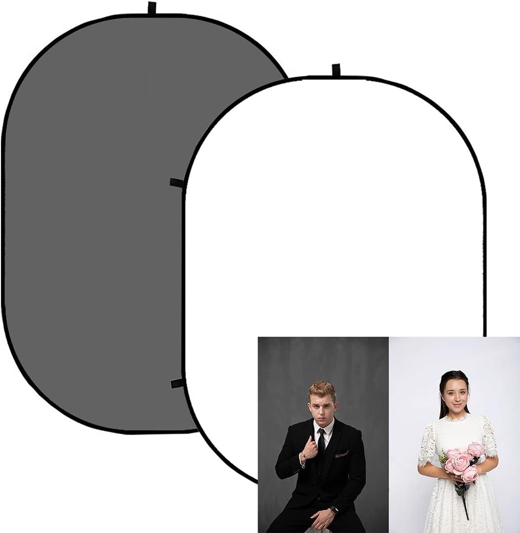 Kate 5x6.5ft White Pop Up Backdrops Gray Collapsible Backdrops for Photography Double Sided Portable Background for Video Shooting