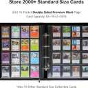 2000 Trading Card Binder, 16 Pocket D-Ring Card Binder Fit 2016 Cards - Large Card Collection Binder with Double-Sided Black Pages for TCG -Blue