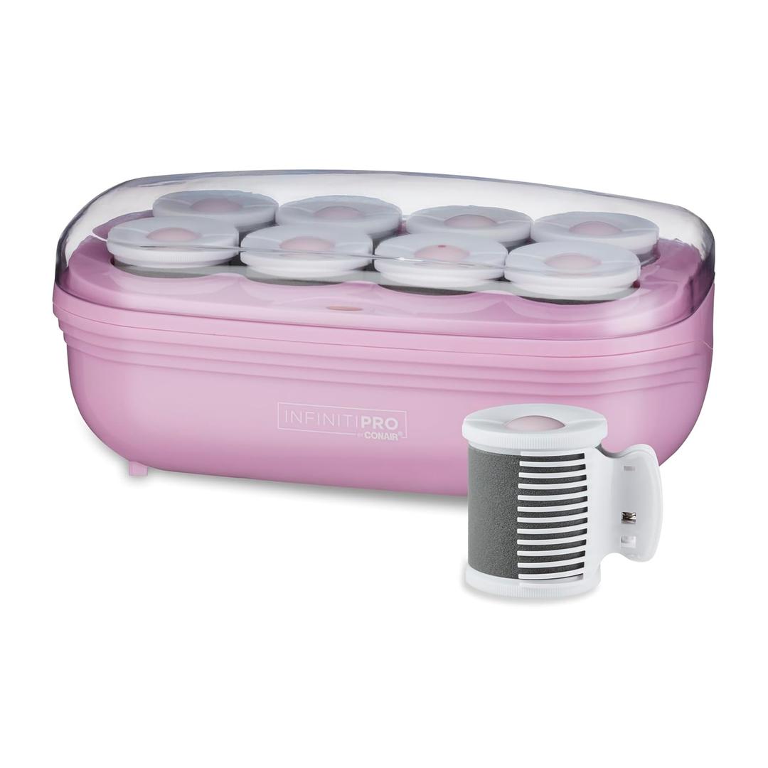 Conair Hot Rollers for Long, Medium & Short Hair, 8 Ceramic Flocked 2-Inch Heated Hair Rollers with Clips, Hot Curlers for Women, Volume & Curls, Lilac