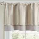 jinchan Colorful Striped Linen Double Layer Valance Christmas Pinstripe Cafe for Living Room Bathroom Light Filtering Drapes for Small Window Farmhouse Valance Rod Pocket 1 Panel 18 Inch Multi Green