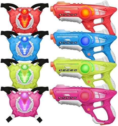 ZIFFY Laser Tag Guns Set of 4 with Vests, Multi-Functional Laser Tag Indoor&Outdoor Family Games, Birthday Gift, Group Activity, Ages 8+(Multi-Color) by Jova