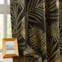 Black Gold Full Blackout Curtains for Bedroom Tropical Leaf Curtain Panels Room Darkening Thermal Insulated Noise Reducing Grommet Window Treatments Sets, 52x90Inch, 2 Panels