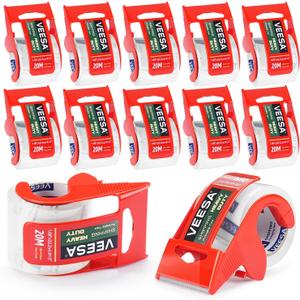 Shipping Packaging Tape, 12 Dispensered Rolls, Clear Packing Tape for Shipping and Moving,1.5" Core, Office & Home Supplies, 1.88" x 22.2 yd, 3 mil Thick