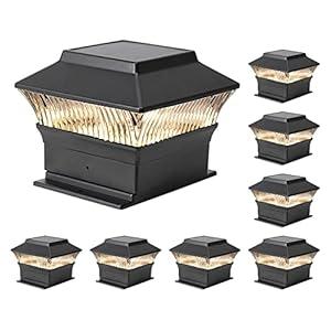 Involux Classic Solar Post Cap Light for The Post of 4x4, 4x6, 25 Lumens 3000K Warm White Filamemt LED, Outdoor Deck Fence Light, Waterproof, Black, 8 Pack