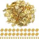 100 Pcs Tiny Dollhouse Hinges, 180 Degree Miniature Hinge with 400 Screws, 0.63"x051" Mini Metal Hinges Hardware, Small Metal Hinge Hardware for Wooden Box Cabinet