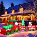 10.7 FT Christmas Inflatables Train with Santa Claus Reindeer Snowman Christmas Tress Built-in LED Lights Blow Up Christmas Decor for Christmas Party Holiday Outdoor Garden Lawn Yard Decorations