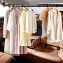 Heavy-Duty Car Clothes Hanger Bar Adjustable 30-63 inches with 9 Anti-Slip Rubber Rings, Ideal for Trucks SUVs RVs, Travel, Business - Keep Clothes Neat & Wrinkle-Free (Premium Black)