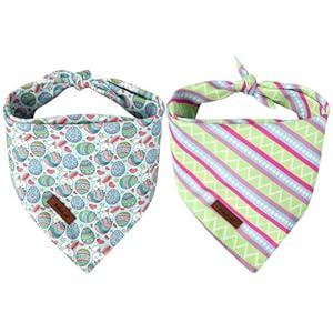 Babole Pet Easter Dog Bandanas 2 Pack, Easter Eggs & Egg Stripe Pattern Easter Dog Scarf Bib for Boy and Girl, Cute Holiday Bandana for Puppy Small Dogs and Cats