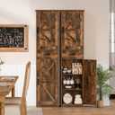 TEENFON Tall Bathroom Cabinet, Storage Cabinet with 6 Shelves & Drawer, Brown 