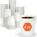 Dealusy 100 Count 6 oz Coffee Cups, Leak-Free Food Safe Paper Cups 6 oz, Disposable 6oz White Paper Cups for Cold and Hot Drinks
