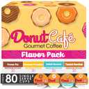 Donut Caf - Gourmet Coffee Medium Roast Flavored Variety Pack Pecan Pie, Coconut Crumble, Salted Caramel, Toasted Hazelnut Single Serve Coffee Pods for Keurig K Cup Brewers 80 Count (EXP 05/05/28)