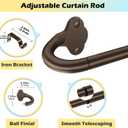 Wrap Around Blackout Curtain Rod 18-60 Inch (1.5-5 Ft), 5/8" Adjustable Curved Window Rod for Room Darkening, Modern Single Drapery Rod for Bedroom Windows, Brown, 2 Pack