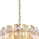 Gold Crystal Chandeliers Lighting Modern Crystal Chandelier 6 Light Contemporary Foyer Entrance Dining Room Ceiling Hanging Light Fixture Round D17.7