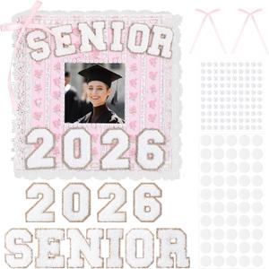 ForraFun Pink Graduation 2026 Scrapbook Album 8" x 8" Class of 2026 Senior Year Memory Book DIY Kit Photo Album Scrapbook for Senior High School College Graduates Customized Graduation Gift 60 Pages
