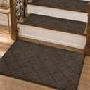 COSY HOMEER Stair Treads for Wooden Steps 11"x30" Washable Indoor Carpet Stair Treads Non Slip Soft Polyester Stair Carpet Tread Reusable Stair Runner Rugs for Kids, Elders,Pets,Brown,15pcs