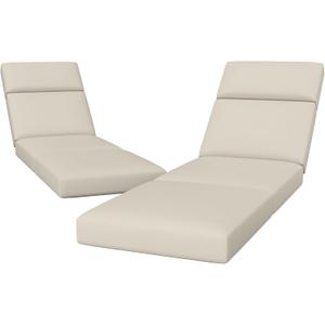 2 Pcs Chaise Lounge Cushions Outdoor, 72 x 21 x 4 Inch Lounge Chair Cushions for Outdoor Furniture - Waterproof Lounge Patio Replacement Cushion, 4In Thick Fade-Resistant Patio Chaise Lounge Cushion
