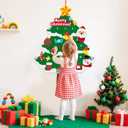 gjulrfu 3ft DIY Felt Countdown to Christmas Advent Calendar 24 Ornaments, Wall Hanging Christmas Tree for Christmas Party Decor, Felt Toddlers Kids Home Door Wall Decoration for Home, Parties (Green)