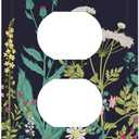 Decorative Watercolor Boho Floral Duplex Outlet Covers Receptacle Wall Plate 1-Gang Spring Nature Blossom Sage Herbs Plant Vintage Flower Electrical Decorator Light Switch Plug Socket Faceplate Cover