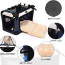 Large Cat Carrier, Collapsible Dog Travel Crate Portable Soft-Sided Pet Carrier with Super Soft Warm Plush Mat for Indoor and Outdoor 20x14x14in,Navy Blue
