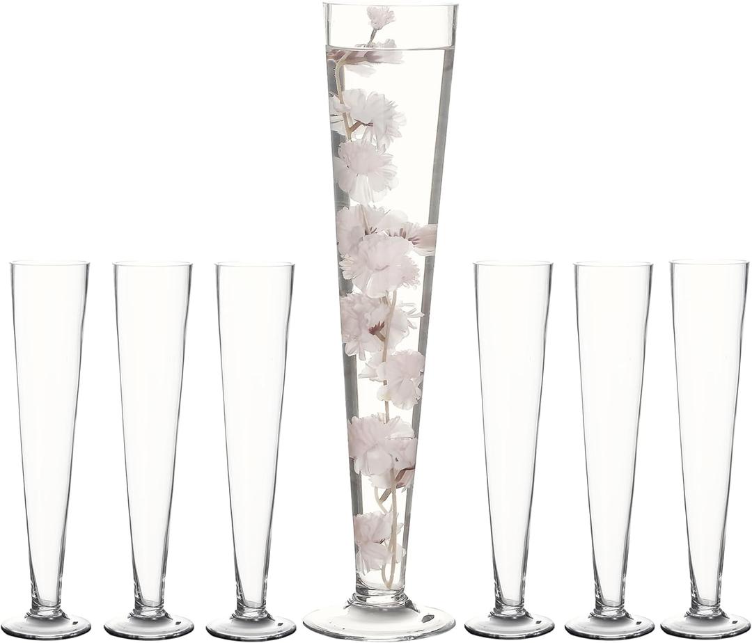 Craft and Party, Sets of 6, Clear Trumpet Vases, 24" Height. (6, 24") Craft and Party, Sets of 6, Clear Trumpet Vases, 24" Height. (6, 24")