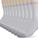 Fruit of the Loom Mens Work Gear Cushioned Crew Socks 10 Pair (Gray, 6-12)