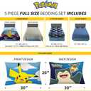 Pokmon Gaming Anime Kids Bedding Super Soft Microfiber Comforter And Sheet Set, 5 Piece Full Size, (Officially Licensed Product) By Franco
