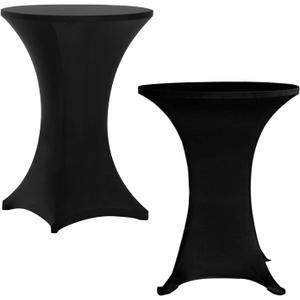 RELIANCER 1 Pack Cocktail Table Covers,32"x43" Fitted Spandex Tablecloth,Stretch Round Highboy Tables Cover,Elastic High Top Table Cloths for Outdoor Party,Wedding,Bar,Birthday,Banquet,Trade Show (Black)