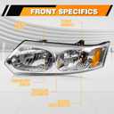 Headlight Assembly Compatible with Saturn Ion 2003-2007 Halogen Headlamp, OE-Style Head Lamp Replacement for GM2502231 GM2503231 15919399 15919400, Chrome Housing Amber Corner