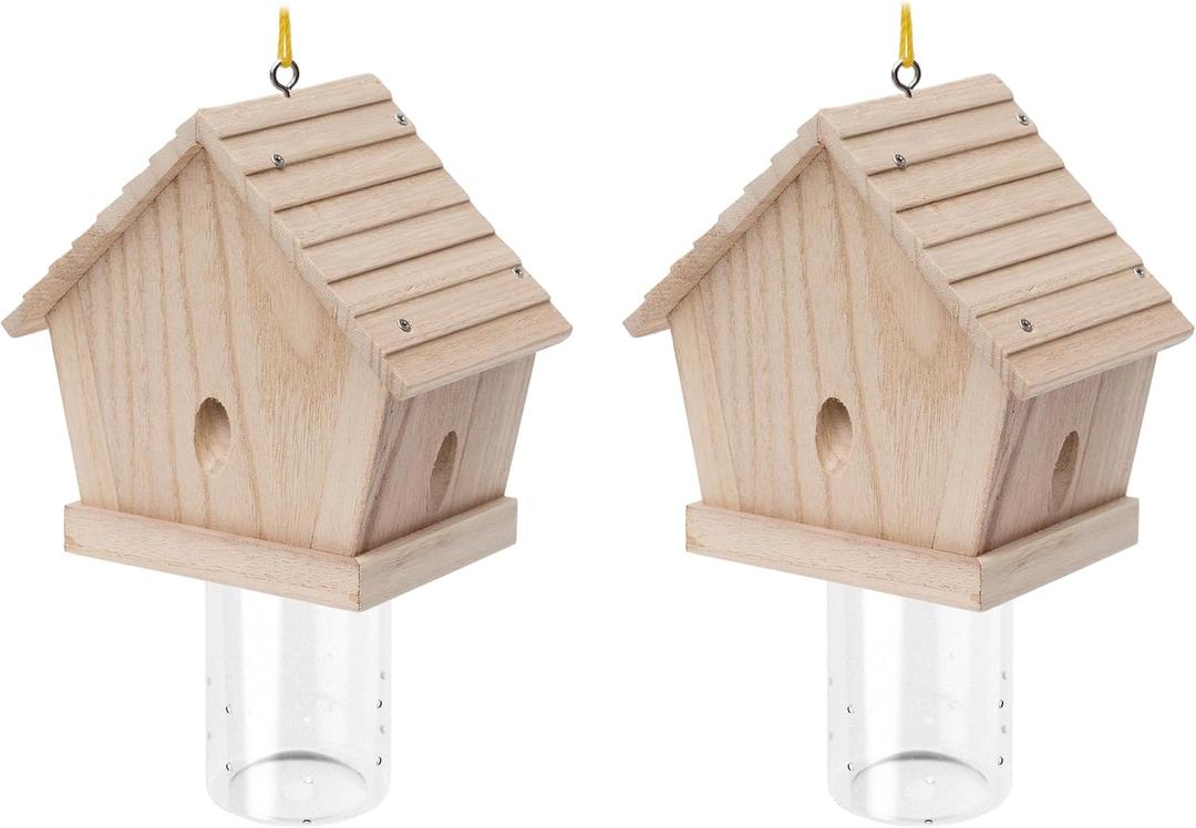 GRTRE 2 Pack Wood Carpenter Bee Trap for Outside - Best Bee Trap - Wood Boring Bee Trap- Nature Chalet Style Carpenter Bee Traps Outdoor Hanging - Insect Traps Removes Carpenter Bee