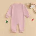 Easter Baby Boy Girl Outfit Embroidery Bunny Rompers Bunny Tail Jumpsuit Unisex Newborn Infant Easter Clothes (Pink)