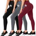 FULLSOFT 3 Pack Leggings for Women High Waisted Soft Black Yoga Pants for Workout Athletic Running Reg & Plus Size XL