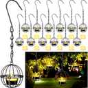 Retisee 12 Set Hanging Tealight Candle Holder Outdoor Hanging Vintage Lanterns Candle Holder with Tea Lights for Home Garden Backyard Pergola Patio Umbrella Tree Window Decor