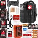 Survival First Aid Kit with Israeli Bandage, Splint, Chest Seal, Tactical Military Combat Molle IFAK for Wound Care, Bleeding Control, Trauma Hemorrhage and More