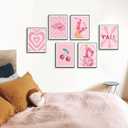 JSXOVDL Pink Preppy Room Decor Wall Art Retro Cowboy Western Wall Art Aesthetic Preppy Stuff Canvas Prints Wall Art Vintage Pink Poster for Girls Bedroom Dorm 8x10 Unframed 6pcs