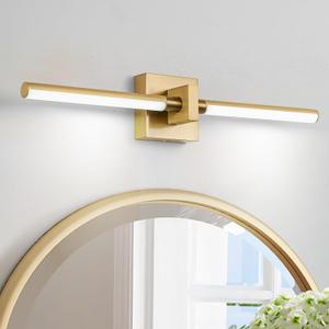 EDISLIVE Modern Dimmable LED Vanity Light 360 Rotatable Bathroom Vanity Wall Lighting Fixtures, 23.2 in Mirror Wall Sconce Fixtures for Bathroom Bedroom Makeup Living Room,6000K(Gold)