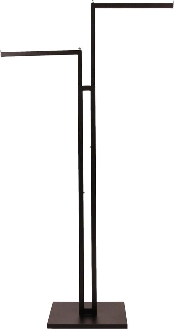 SSWBasics Black 2-Way Adjustable Clothing Rack with Straight Arms and Chrome Accents - Adjustable From 48" to 72" - Great for Retail, Restaurants, and Home Storage